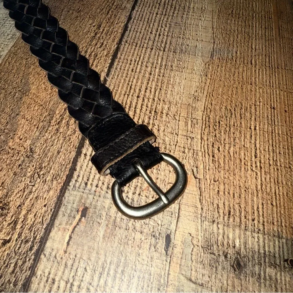 American Eagle Brown Leather Belt Braided Boho Y2K Western Concert M/L